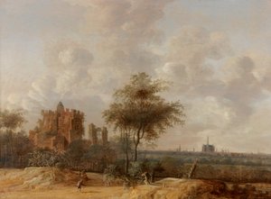 Landschap met de Verwoeste Burcht van Brederode en een Verre Uitzicht op Haarlem, 1655